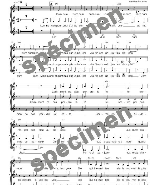 Mon amant de Saint-Jean (orchestre et chant)