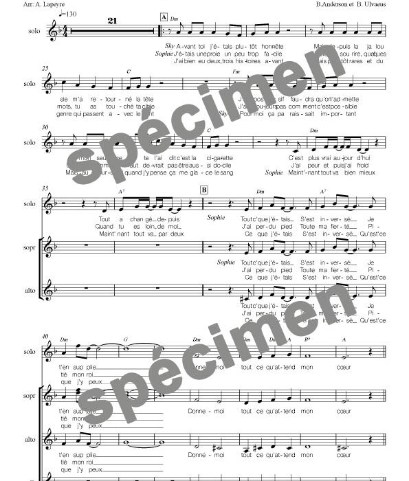 "Lay all your love on me" Abba (chant et orchestre)
