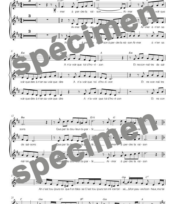 Aimer à perdre la raison (chant)