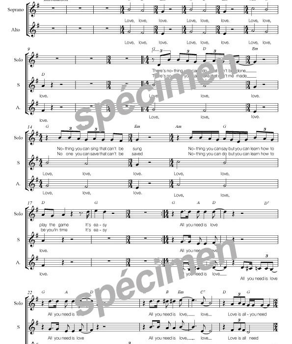 All you need is love (chant 2v)