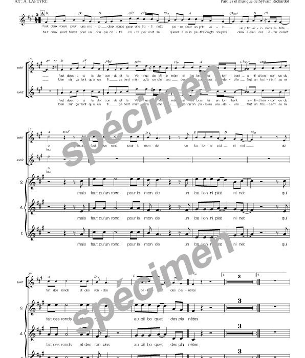 Au bilboquet des planètes (chant)