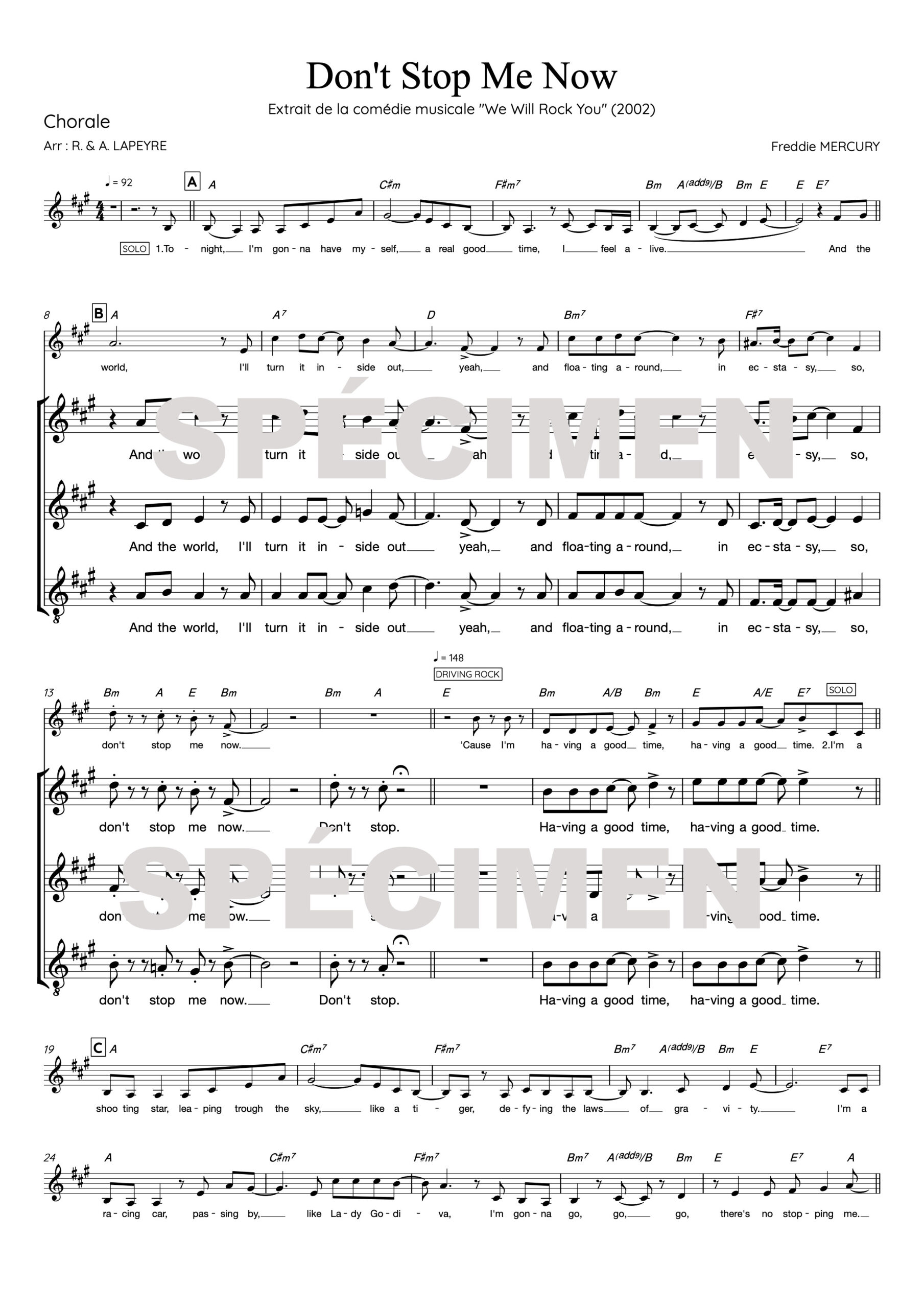 Don't Stop Me Now chant tronqué "Don't Stop Me Now" comédie musicale We Will Rock You (orchestre et chant)