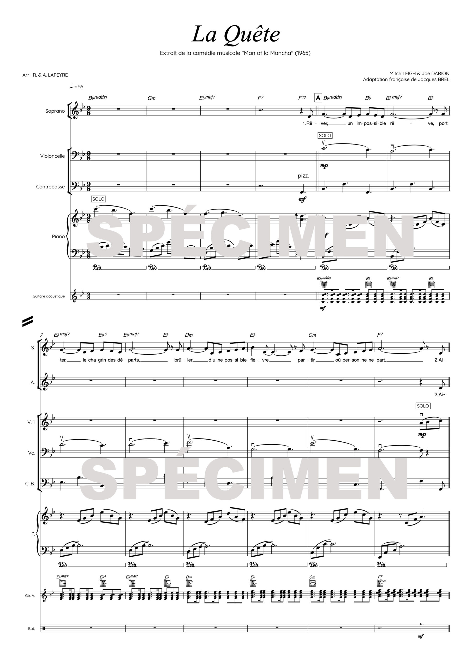 La Quête orchestre tronqué "La quête" - L'homme de la Mancha - Jacques Brel (chant)
