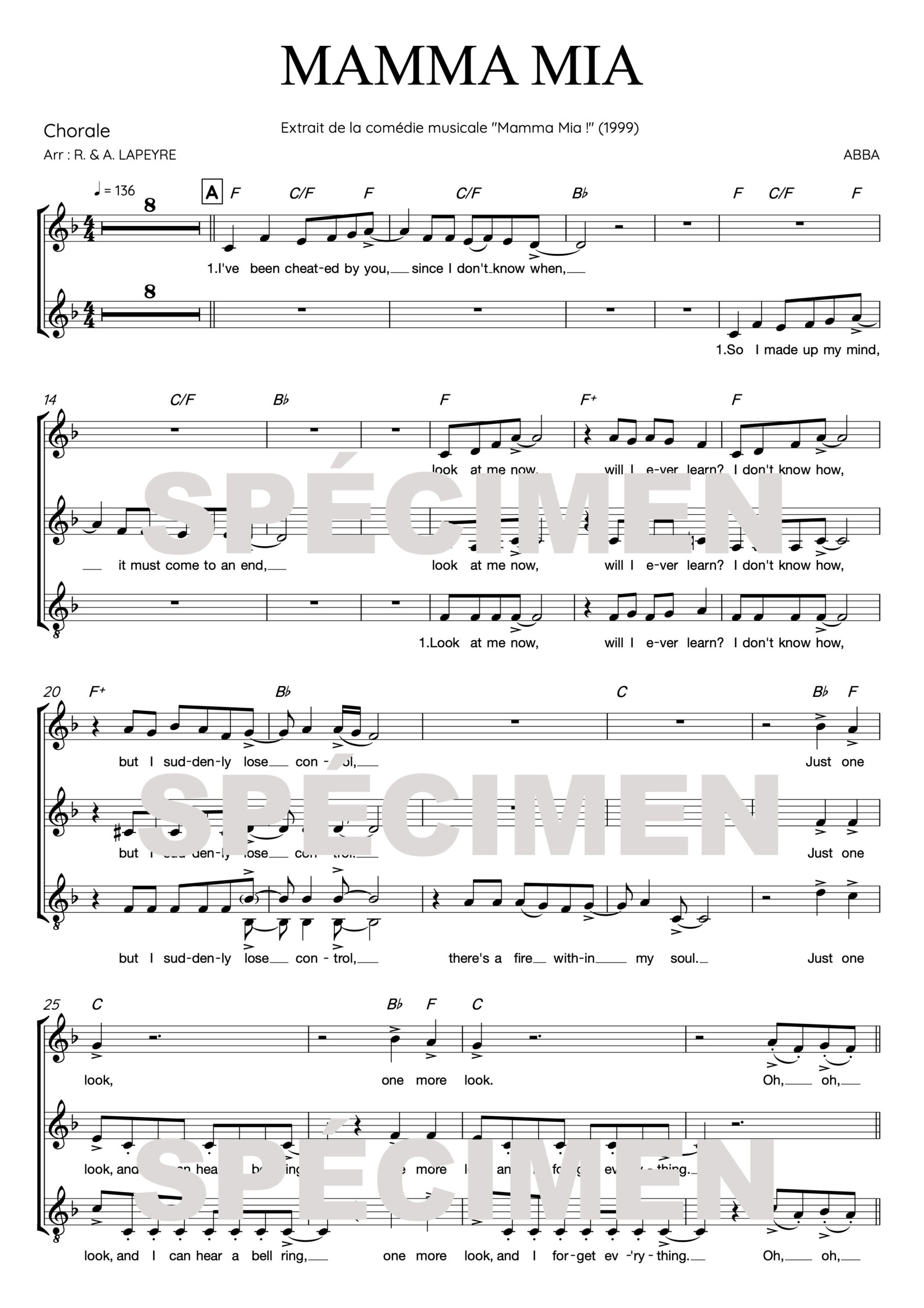 Mamma Mia chant Tronqué "Mamma Mia!" de la comédie musicale d'Abba version 2 (chant)