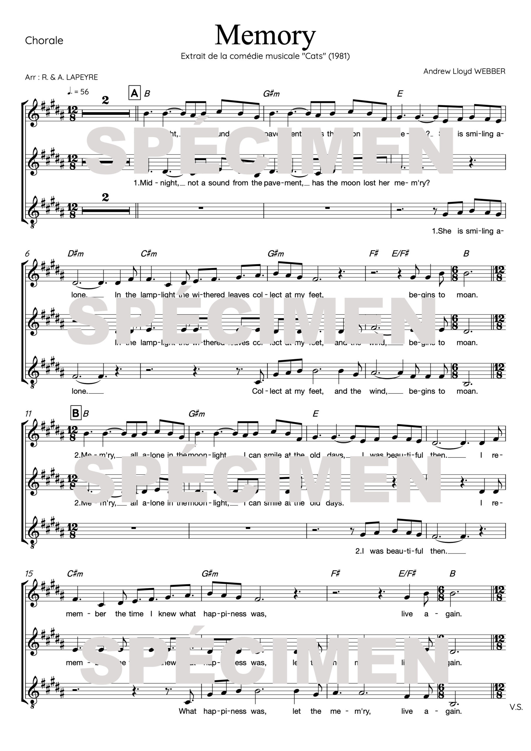 Memory chant tronqué "Memory" extrait de la comédie musicale Cats (chant)