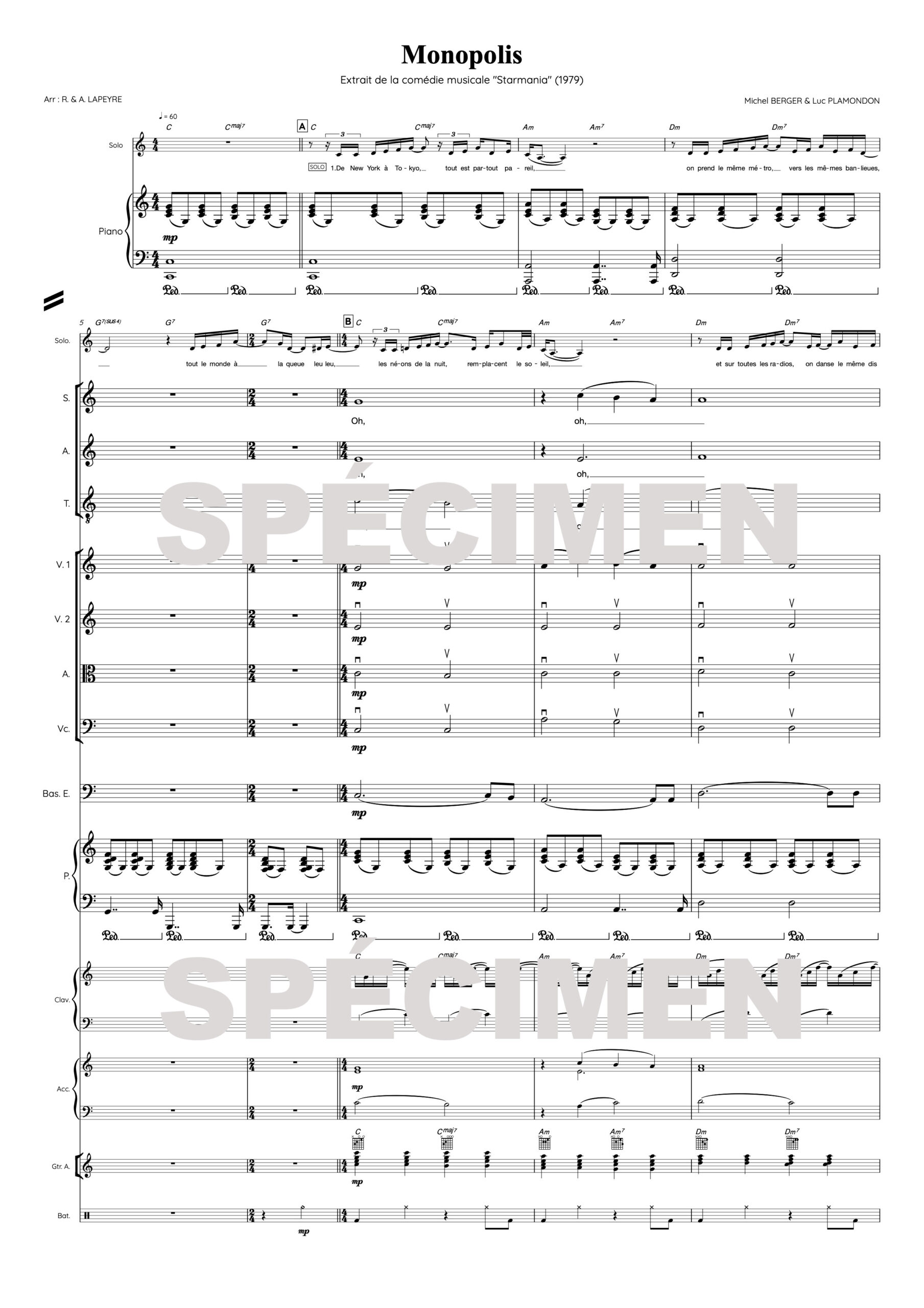 Monopolis orchestre tronqué "Monopolis" comédie musicale Starmania (chant)